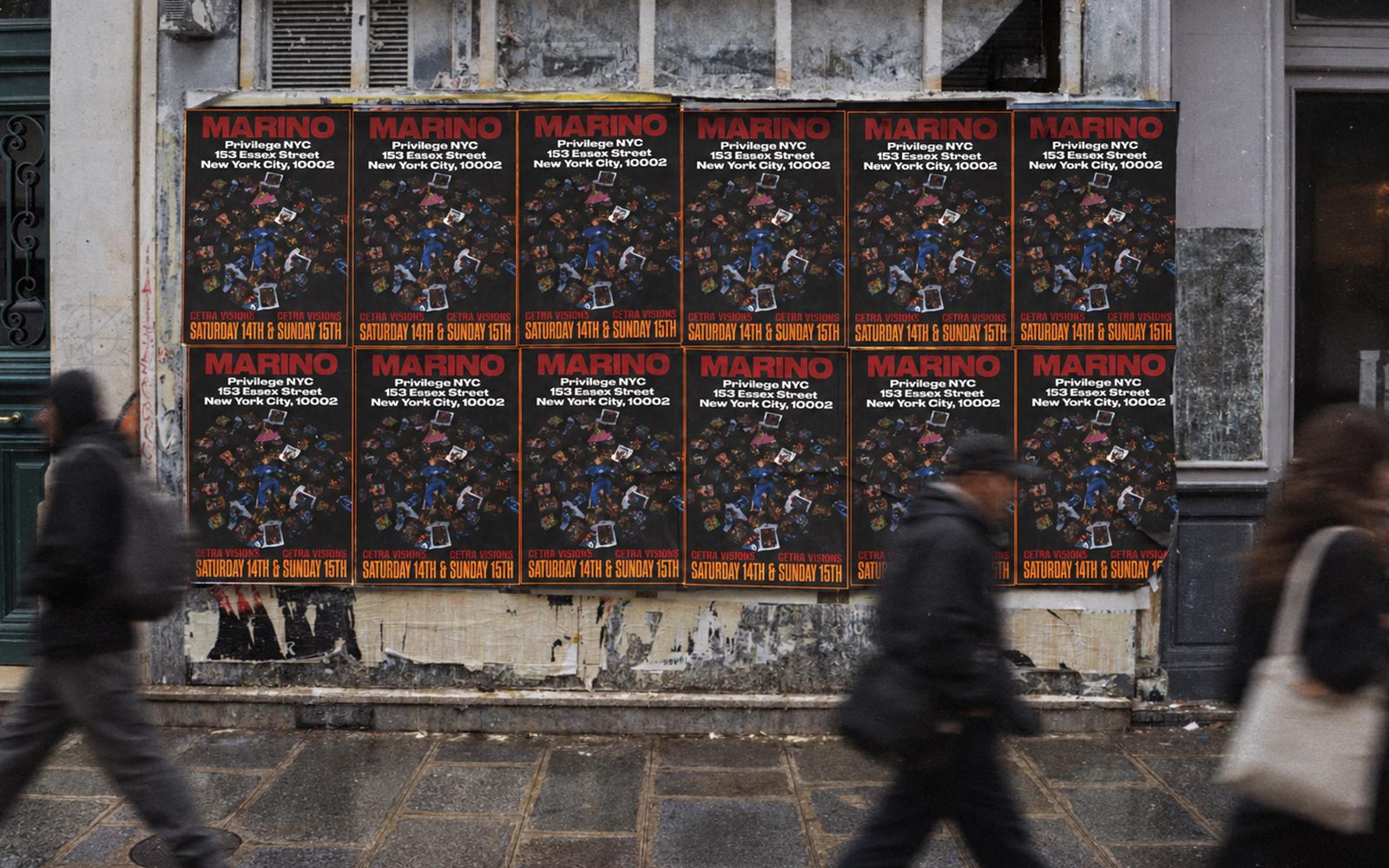 Wheatpasting Chicago - wild posting campaign installation for Marino at Privilege nightclub