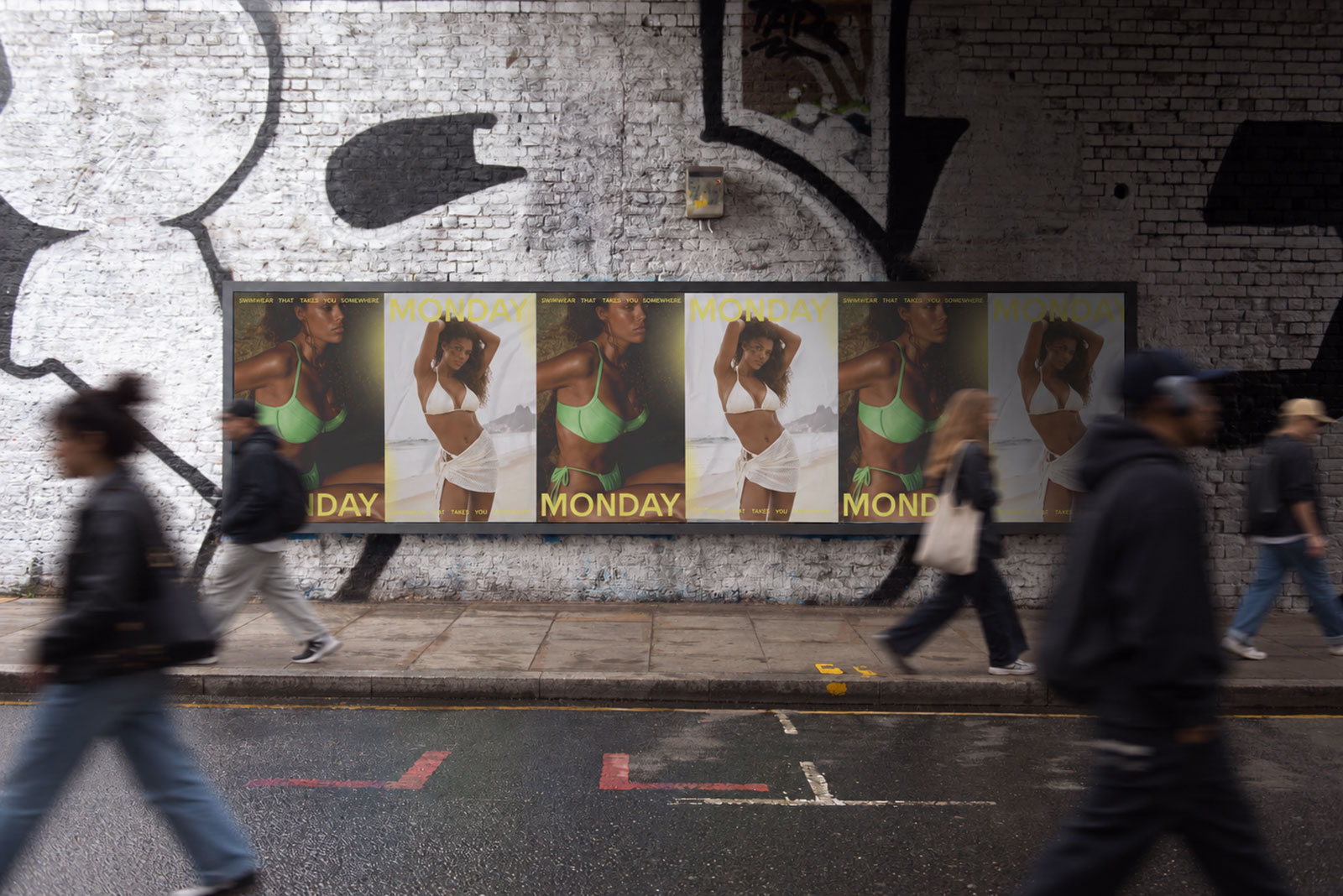 Wheatpasting Chicago - wild posting campaign for Monday Swimwear