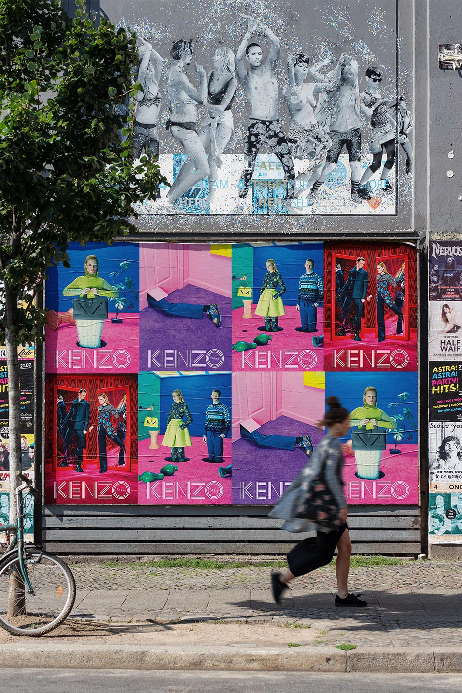 Wheatpasting Chicago - wild posting street takeover for Kenzo