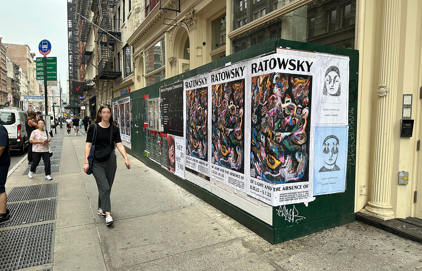 Wild posting Chicago - street poster campaign for Grason Ratowsky exhibition